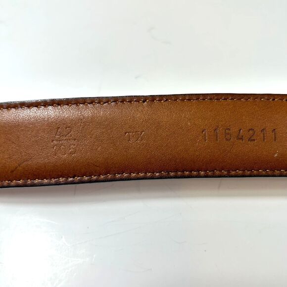 Vintage Trafalgar Brown Lizard Embossed Leather Silver Buckle Belt & Tip Sz 42 - Picture 9 of 11